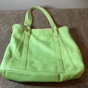 JONES NEW YORK green leather shoulder bag